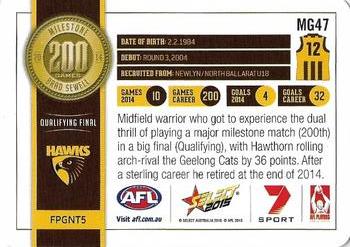 2015 Select AFL Champions - Milestone Game Foils #MG47 Brad Sewell Back